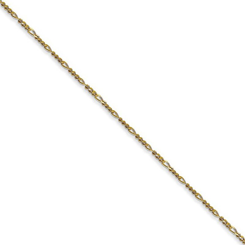 1.25mm 10k Yellow Gold Flat Figaro Chain Necklace, 16 Inch